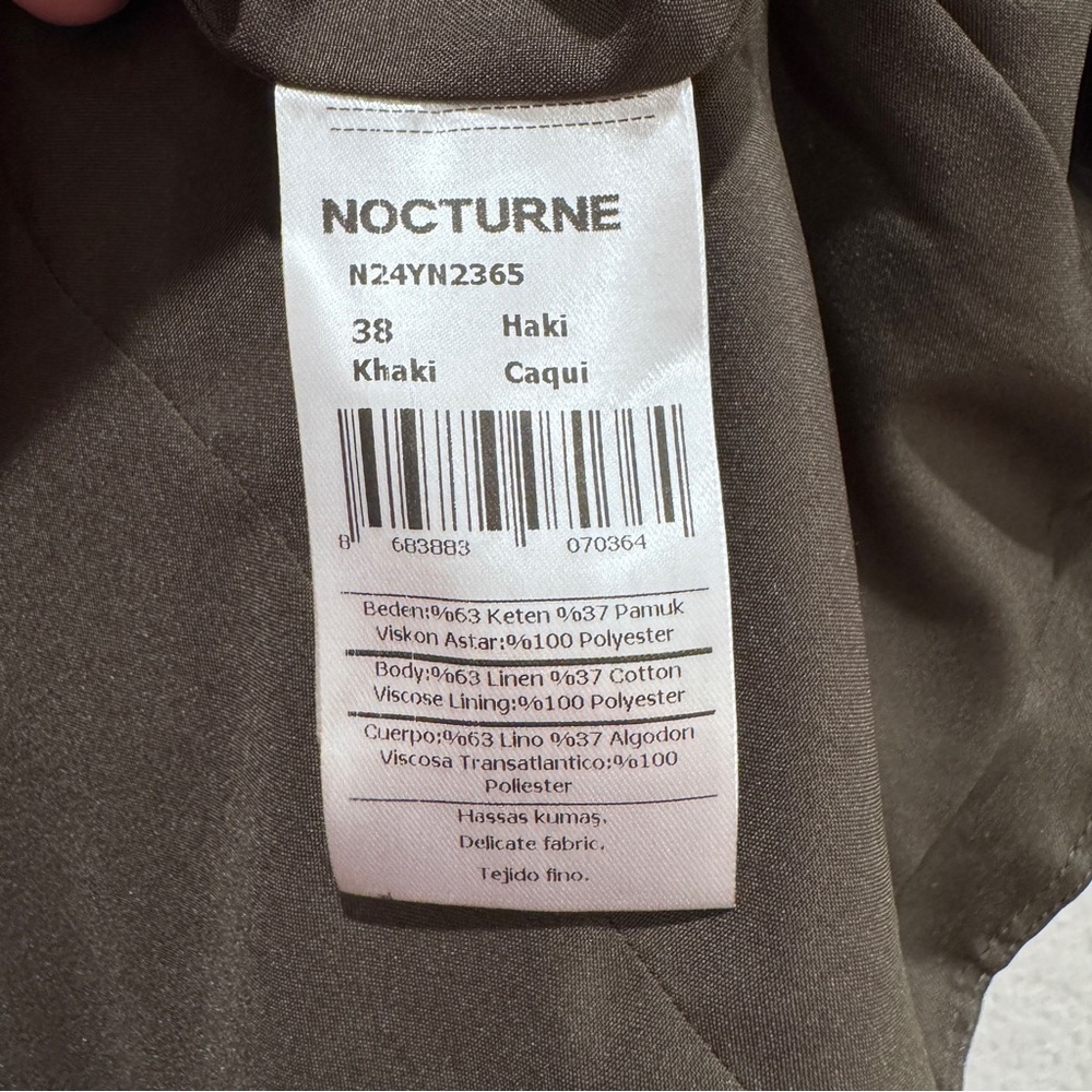 NWT Nocturne Seashell Linen Mini Dress Villa Cocktail Preppy Khaki Green Sz 38/8 - Picture 12 of 16